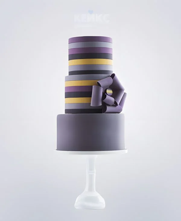 Сиреневый торт с бантом на корпоратив Фото