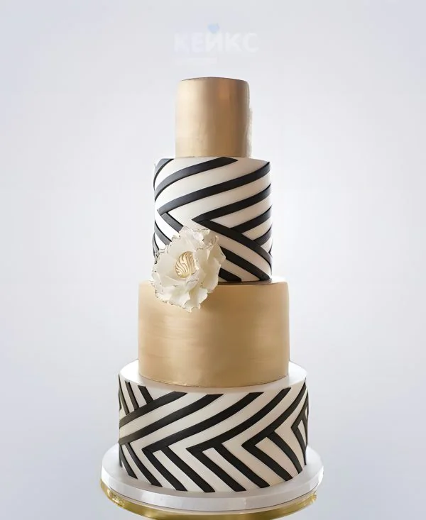 Торт на корпоратив с узором и цветком Фото