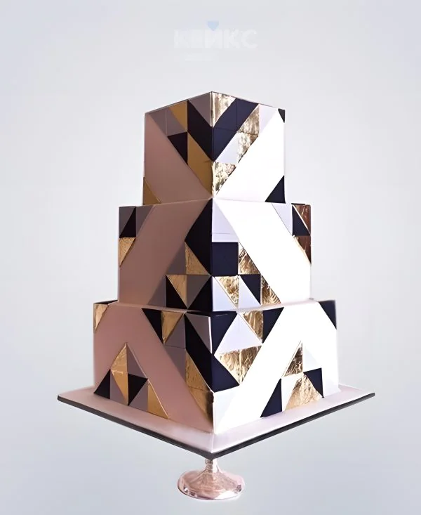 Торт на корпоратив с необычным узором Фото