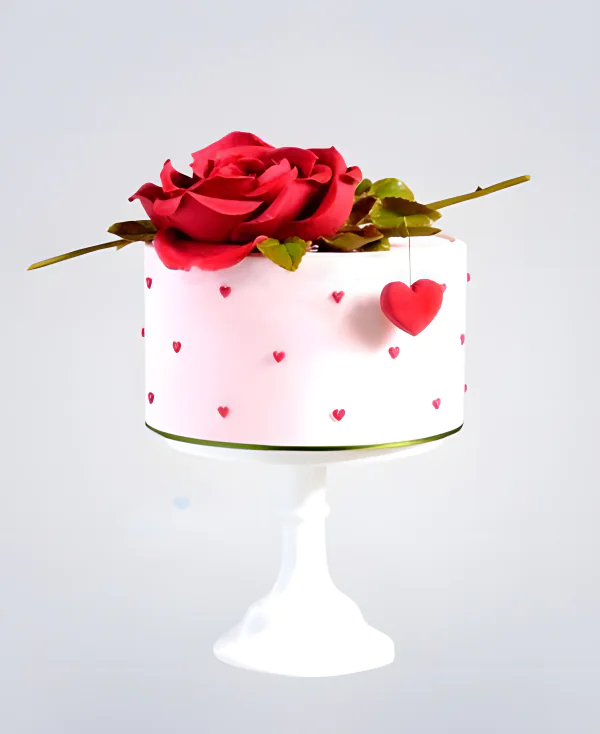 Торт с красными розами и сердечками Фото