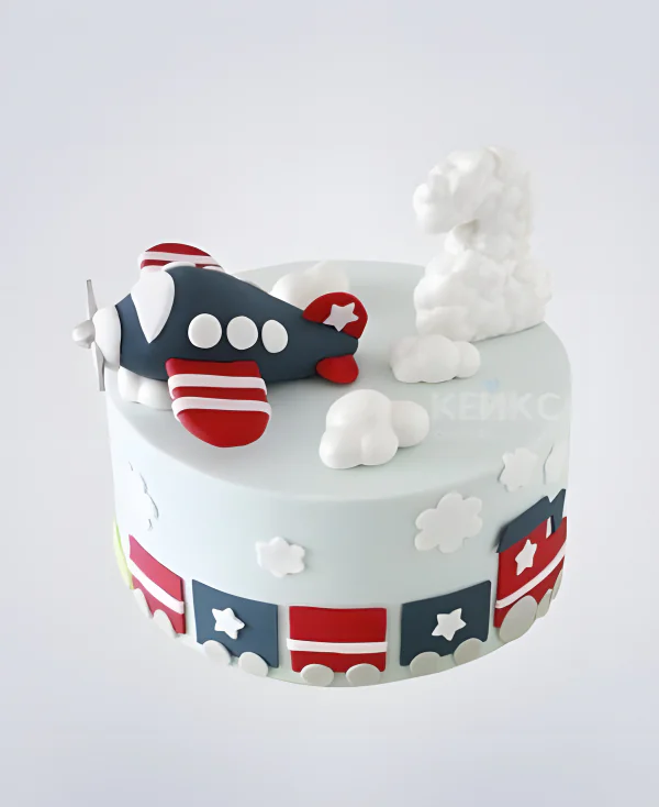 Торт с самолетиком и облаками Торт с самолетиком и облаками Фото