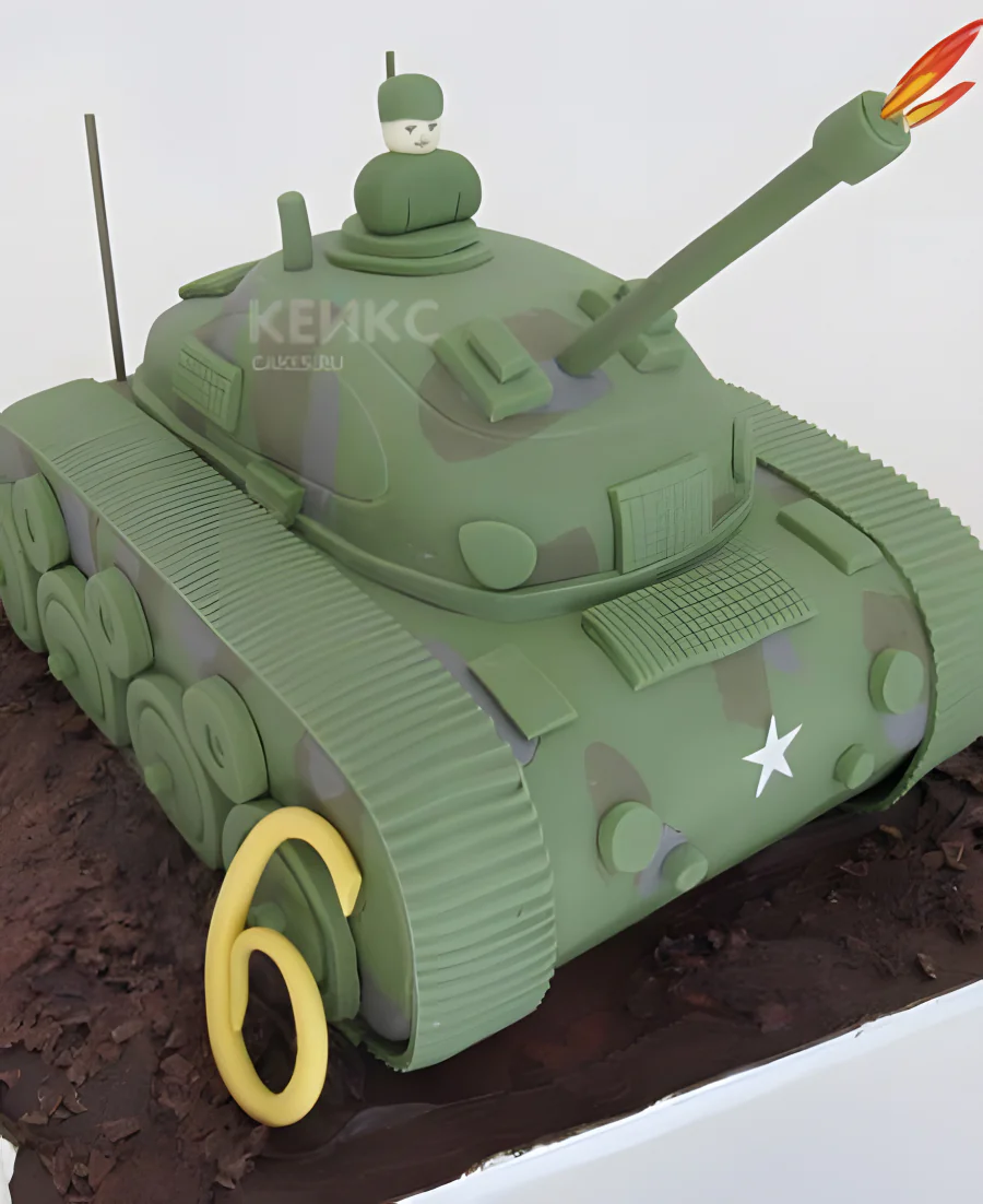Торт танк с открытым люком Торт танк с открытым люком Фото