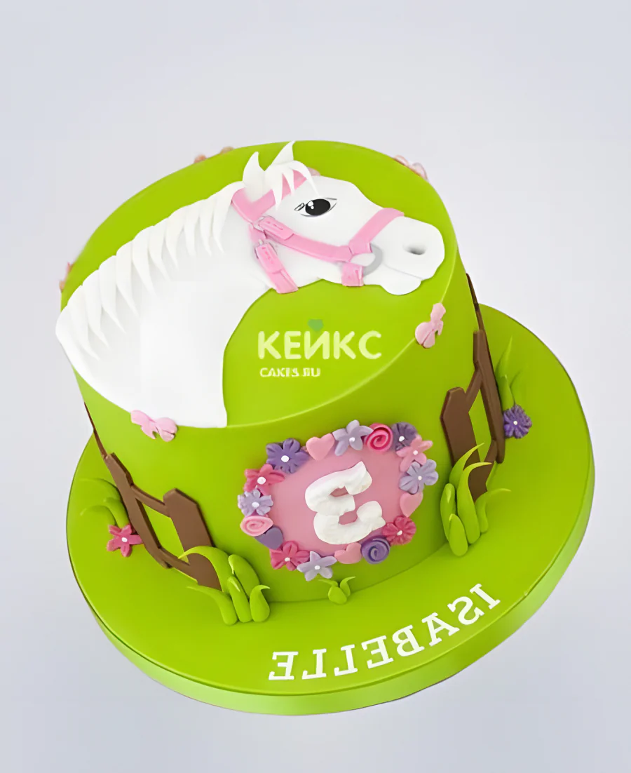 Торт с белым пони для девочки Торт с белым пони для девочки Фото