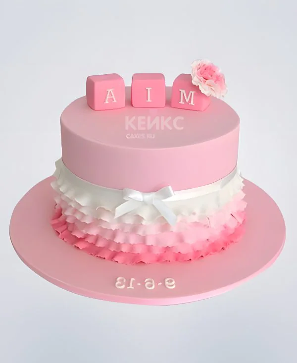 Торт с кубиками и бантом в розовых тонах Торт с кубиками и бантом в розовых тонах Фото