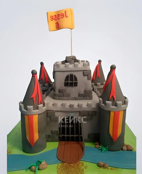 Торт в виде мощной крепости с флагом Торт в виде мощной крепости с флагом Фото