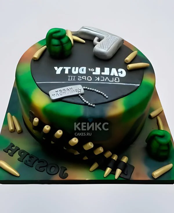 Торт с боеприпасами и пистолетом Торт с боеприпасами и пистолетом Фото