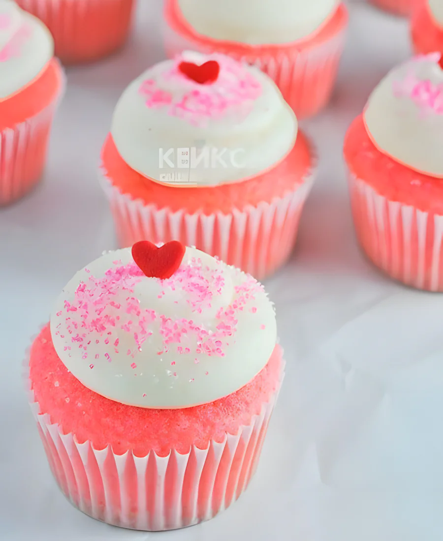 Розовые капкейки с сердечками Розовые капкейки с сердечками Фото