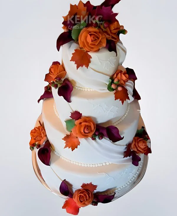 Шикарный осенний свадебный торт Фото