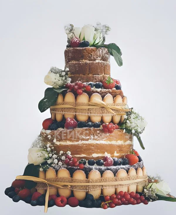 Торт осенний свадебный с ягодами и белыми розами Торт осенний свадебный с ягодами и белыми розами Фото