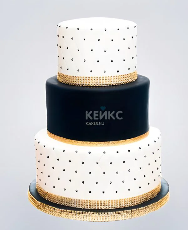 Свадебный торт Гэтсби с черными стразами Свадебный торт Гэтсби с черными стразами Фото