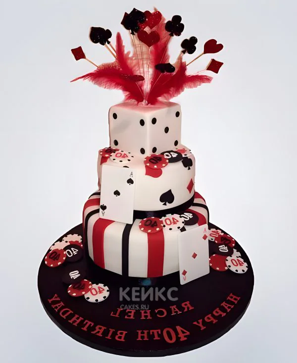 Свадебный торт трехъярусный в стиле Чикаго и казино Свадебный торт трехъярусный в стиле Чикаго и казино Фото