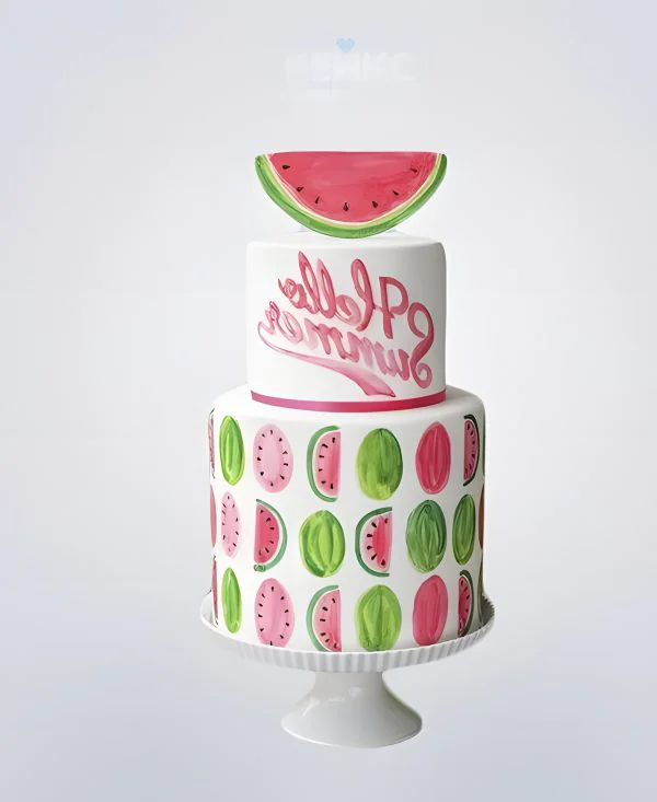 Торт с долькой арбуза и надписью Торт с долькой арбуза и надписью Фото