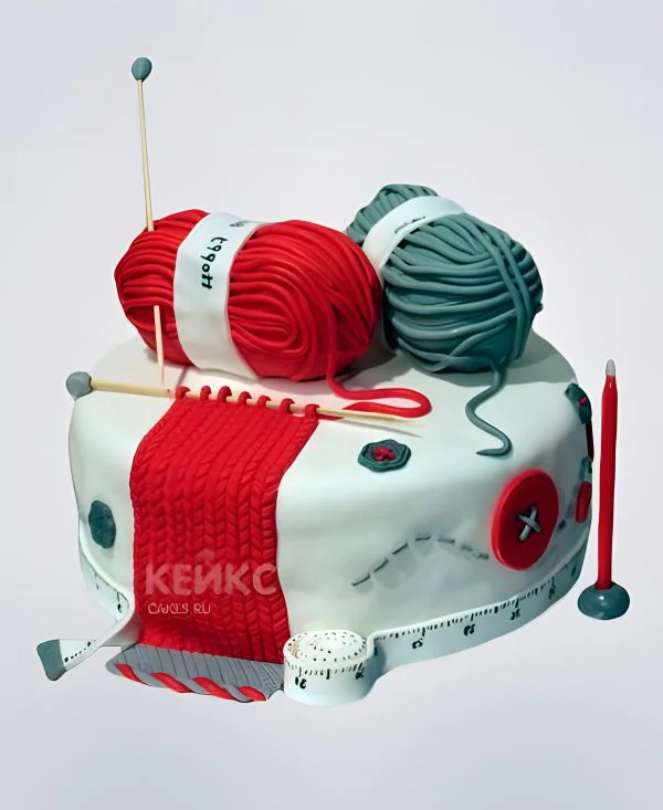 Торт для бабушки с мотками ниток Торт для бабушки с мотками ниток Фото