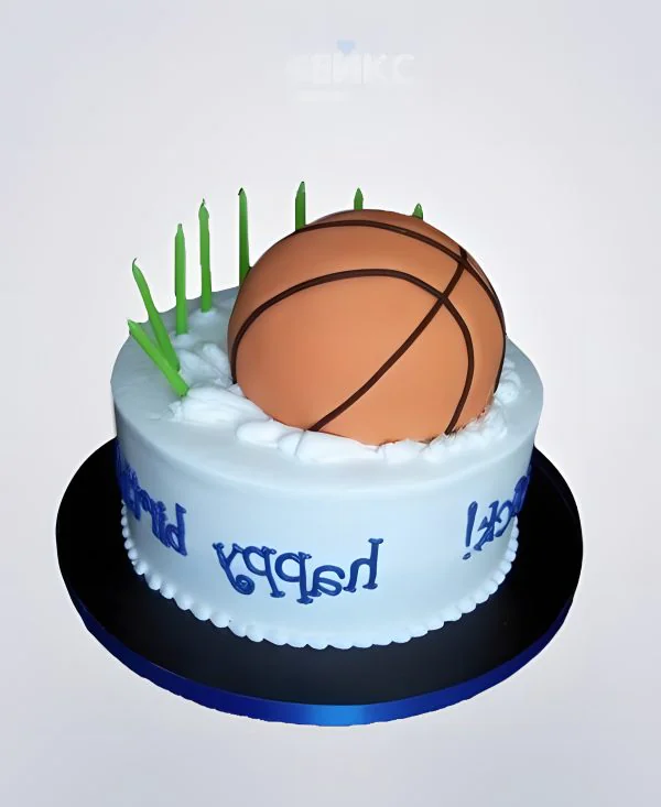Торт баскетбольный мяч и свечи Торт баскетбольный мяч и свечи Фото