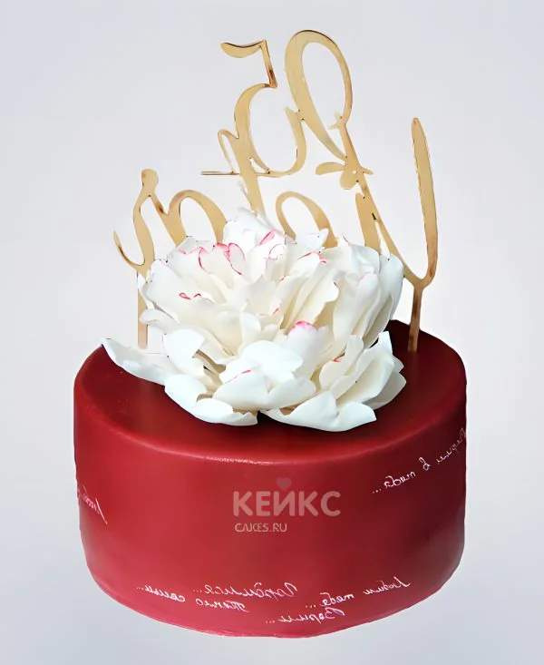 Яркий бордовый торт с топпером Фото