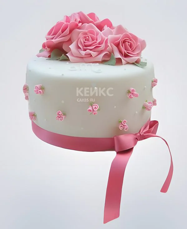 Торт с розовыми розами Фото
