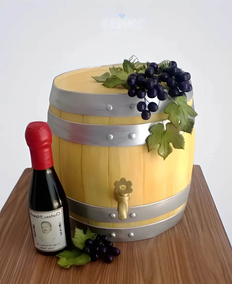 Торт бочонок и бутылка вина Торт бочонок и бутылка вина Фото
