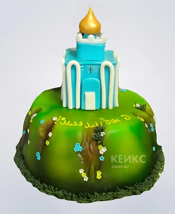 Яркий церковный торт Фото