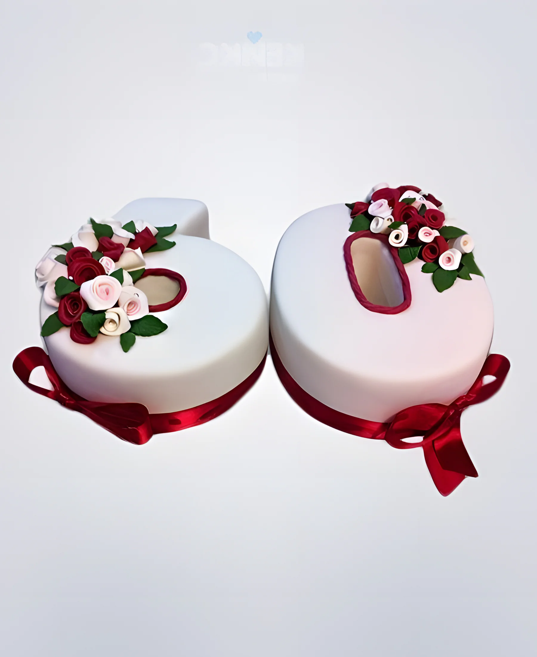 Торт в виде цифры с цветами и бантиками Фото