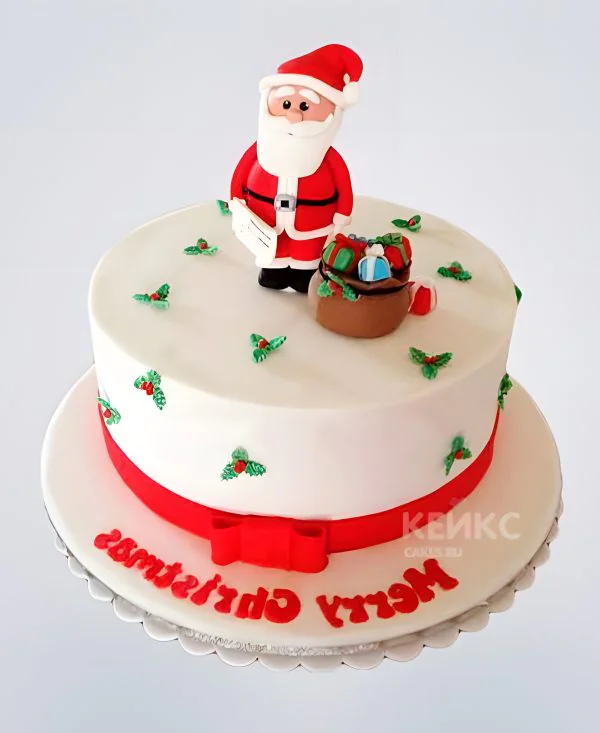 Милый торт с Дедом морозом из мастики Милый торт с Дедом морозом из мастики Фото
