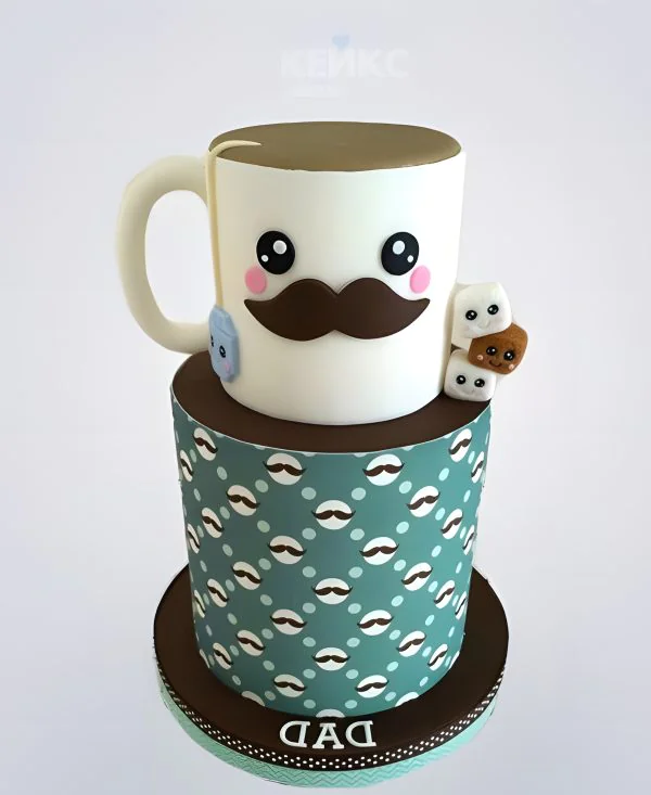 Торт в виде чашки с усами Торт в виде чашки с усами Фото