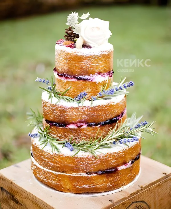 Торт деревенский с открытыми коржами Фото