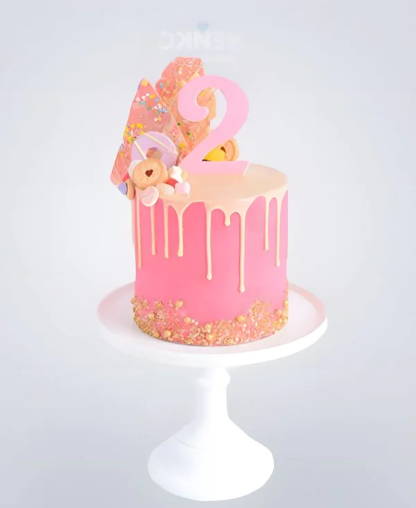 Детский розовый торт на день рождения девочки 2 года Фото