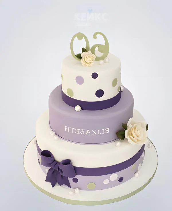 Бело-сиреневый торт в горошек Бело-сиреневый торт в горошек Фото