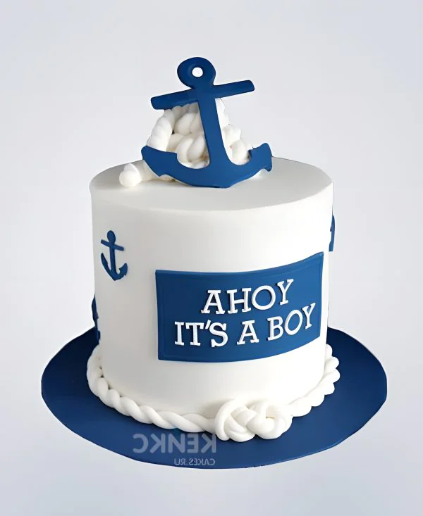 Торт с синим якорем на 6 месяцев сыну Фото