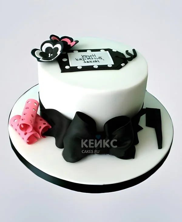 Торт для парикмахера с бантом Торт для парикмахера с бантом Фото