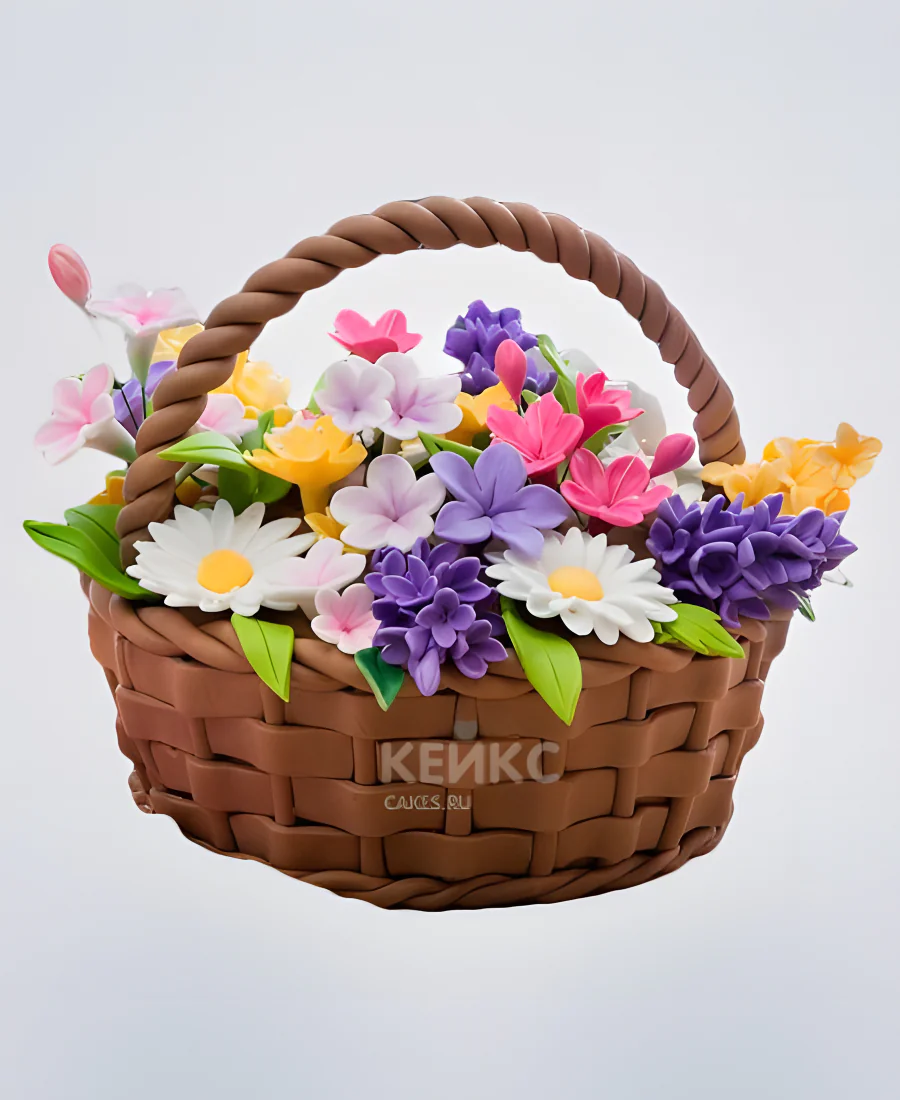 Торт в виде корзины с цветами Торт в виде корзины с цветами Фото