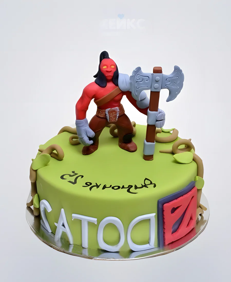 Торт дота 2 с фигуркой воина Торт дота 2 с фигуркой воина Фото