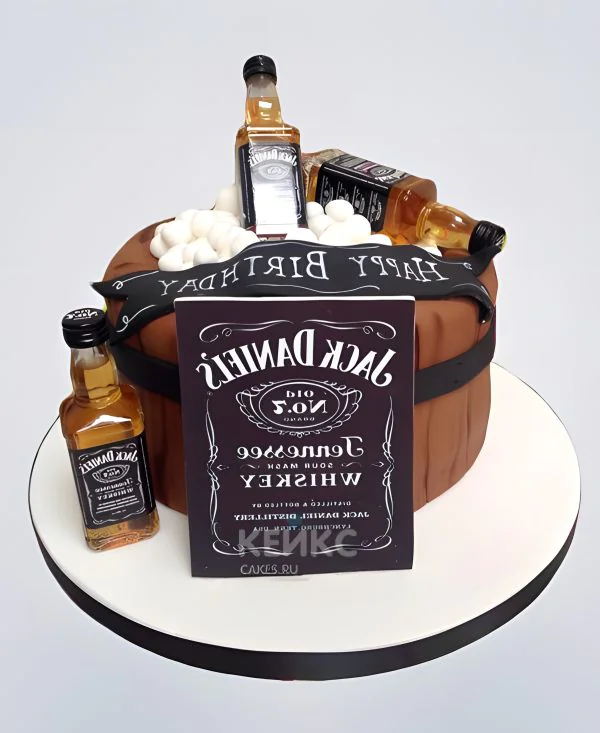 Торт в виде бочки с Джек Дениелс Торт в виде бочки с Джек Дениелс Фото