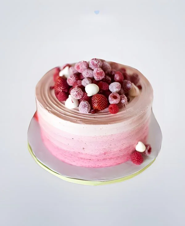 Розовый бенто-торт с ягодами Розовый бенто-торт с ягодами Фото