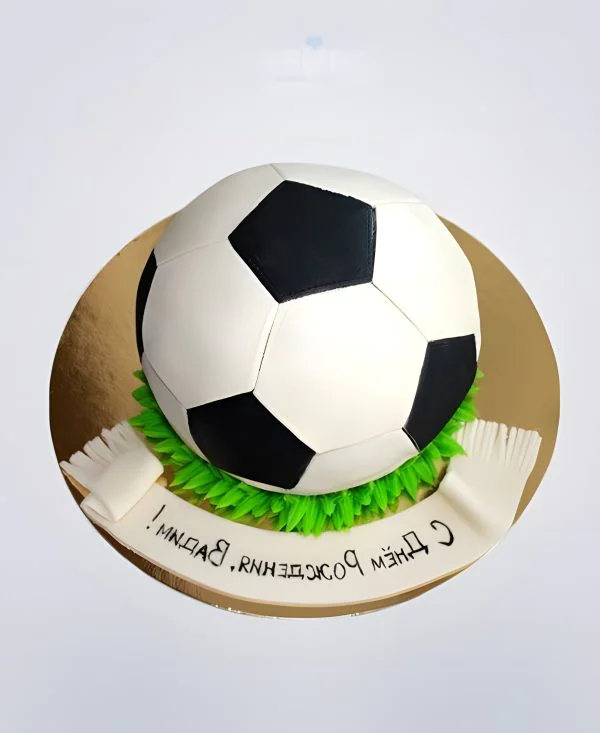 Спортивный торт в виде футбольного мяча Спортивный торт в виде футбольного мяча Фото