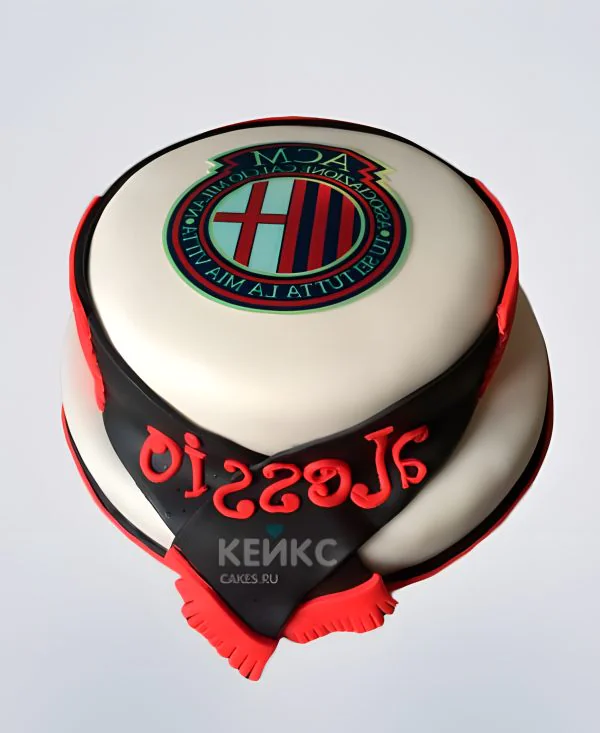 Торт Футбольный Милан с логотипом Торт Футбольный Милан с логотипом Фото