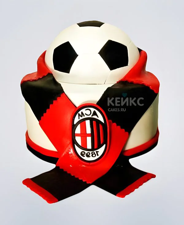 Торт с футбольным мячом и логотипом Милан Торт с футбольным мячом и логотипом Милан Фото