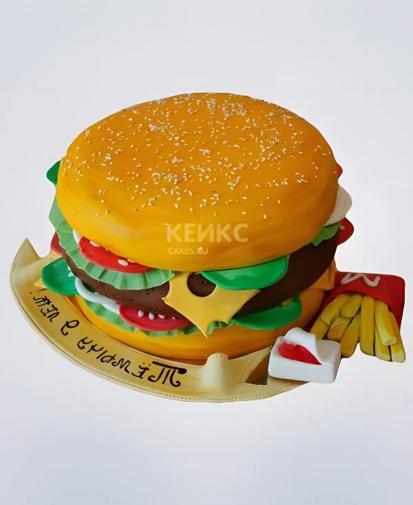 Торт чизбургер с картошкой фри Торт чизбургер с картошкой фри Фото