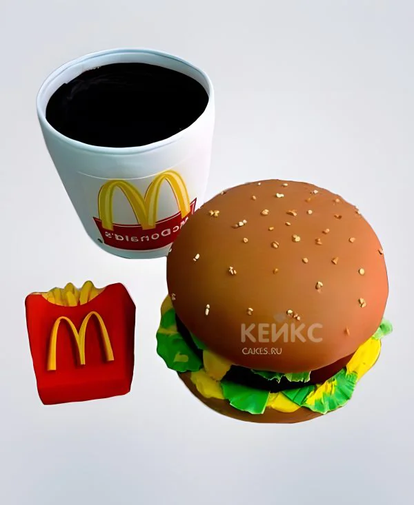 Торт гамбургер с колой Фото