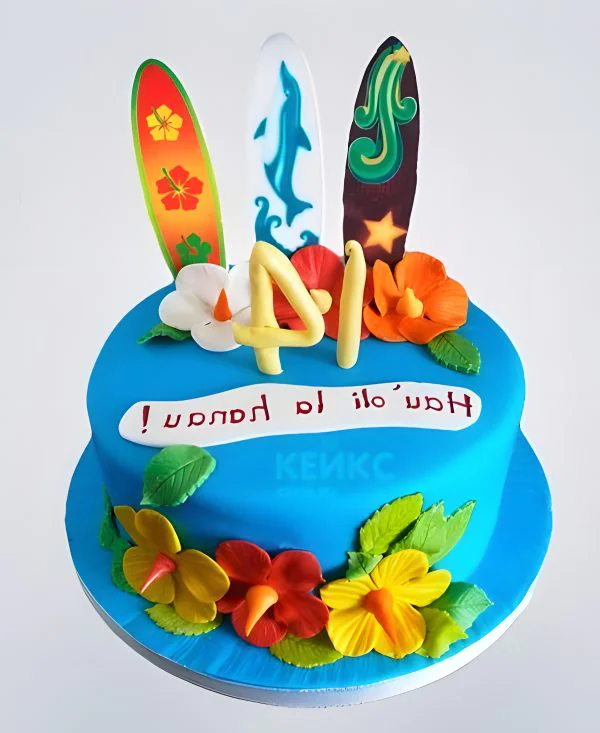 Торт в гавайском стиле с серфом Торт в гавайском стиле с серфом Фото