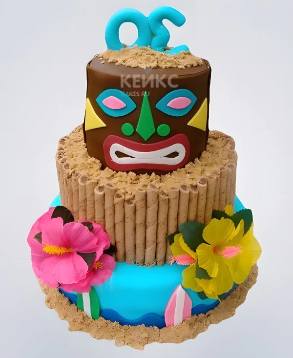 Торт в Гавайском стиле с мастой и цветами Торт в Гавайском стиле с мастой и цветами Фото