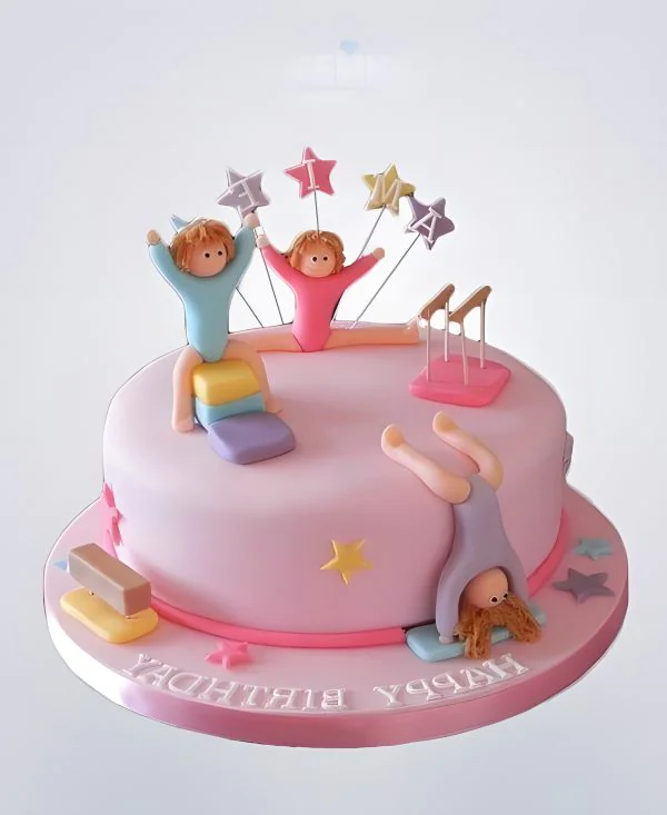 Розовый торт Гимнастика со снарядами и гимнастками Розовый торт Гимнастика со снарядами и гимнастками Фото