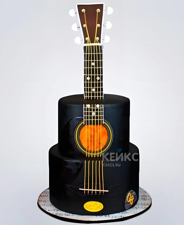 Черный шикарный торт гитара Фото
