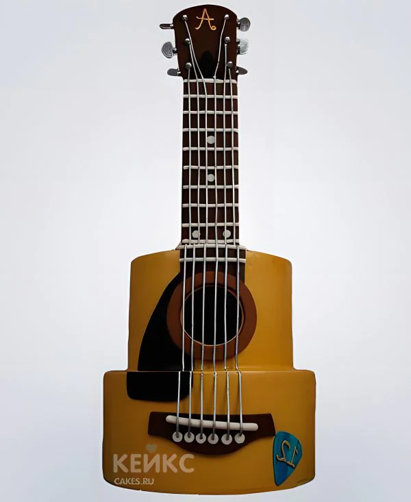 Двухъярусный торт в виде гитары Фото