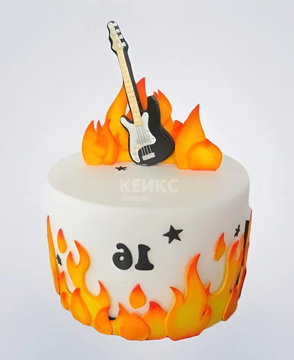 Огненный торт с гитарой Фото