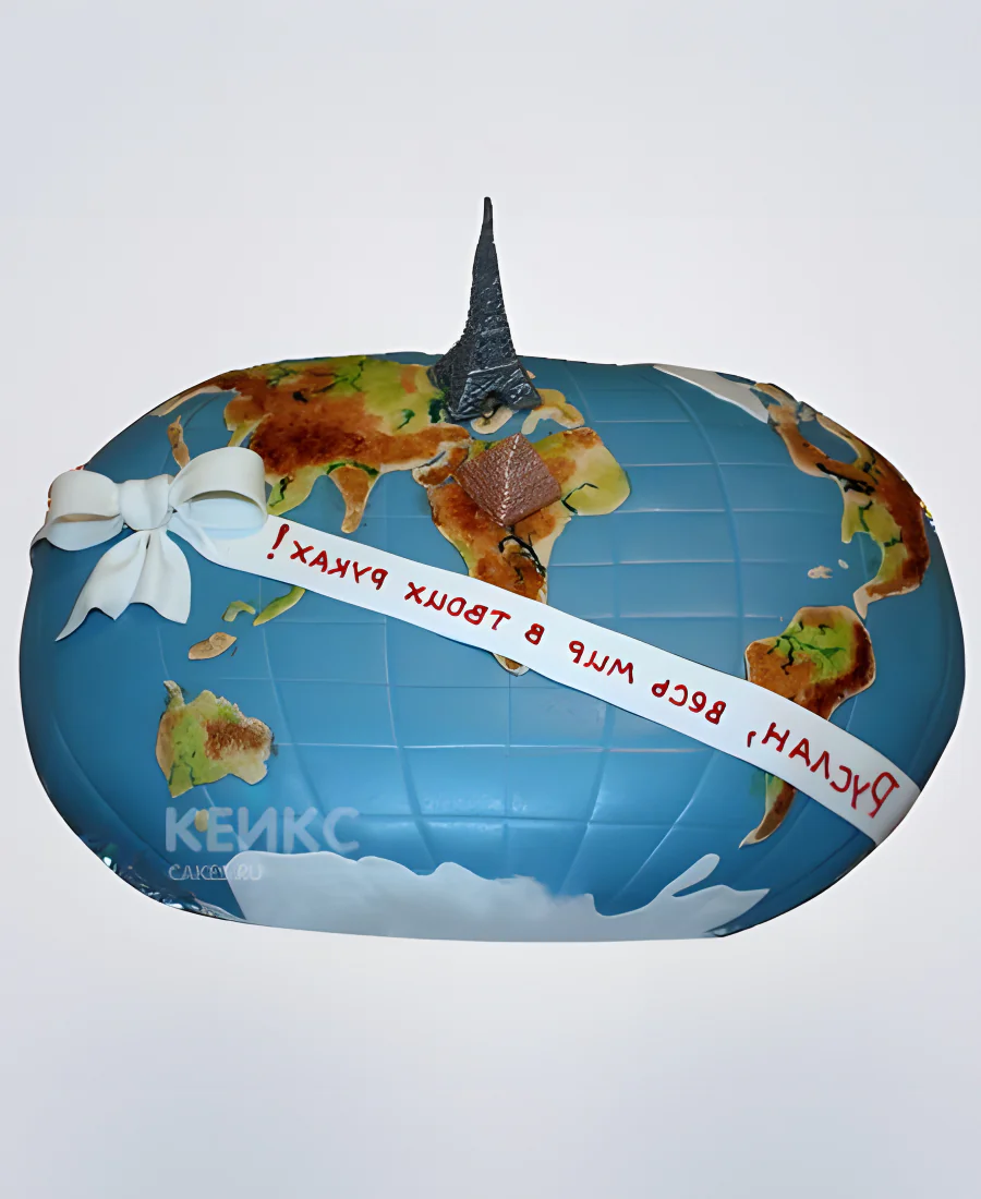 Торт с картой мира и эйфелевой башней Торт с картой мира и эйфелевой башней Фото