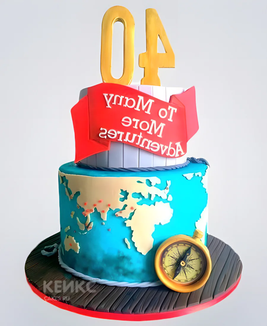 Торт с картой мира и компасом Торт с картой мира и компасом Фото