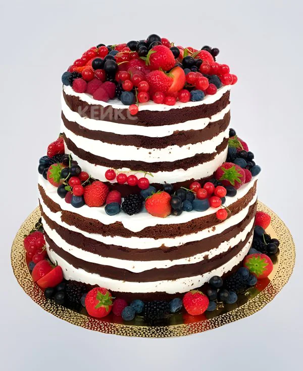 Свадебный торт без мастики с ягодами Свадебный торт без мастики с ягодами Фото