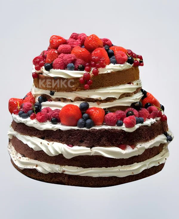 Торт двухъярусный без мастики Торт двухъярусный без мастики Фото