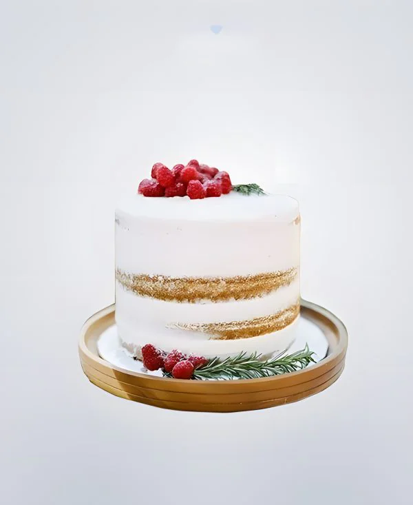 Маленький торт с открытыми коржами и малиной Маленький торт с открытыми коржами и малиной Фото